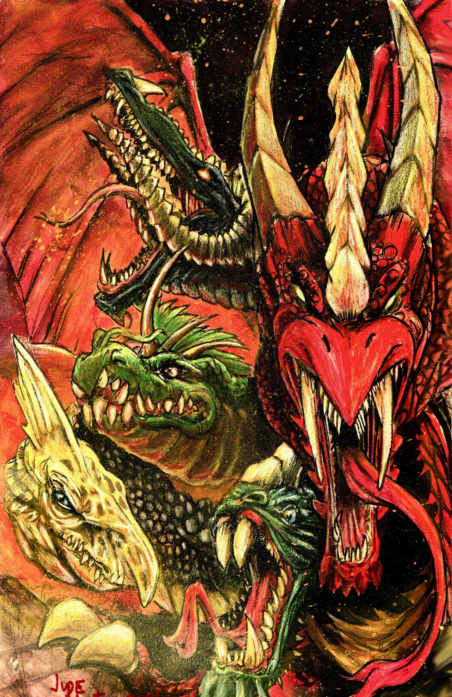 Tiamat the 5 headed dragon metal print